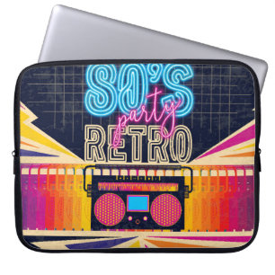 80s, retro music party. Old style poster. Disco fl Laptop Sleeve