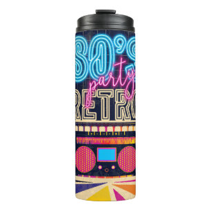 80s, retro music party. Old style poster. Disco fl Thermal Tumbler