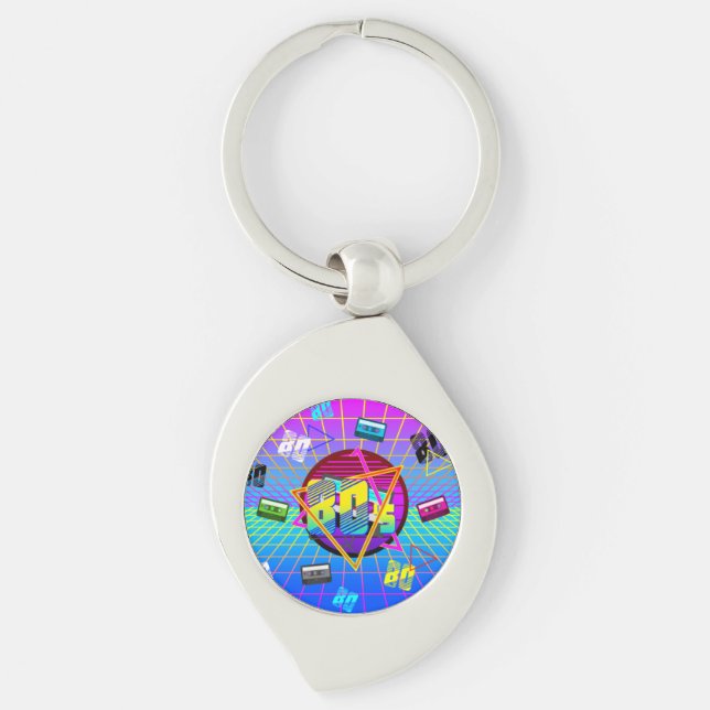 80's RETRO OLD SCHOOL CASSETTE TAPE Key Ring (Front)