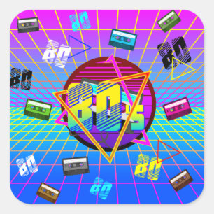 80's RETRO OLD SCHOOL CASSETTE TAPE      Square Sticker