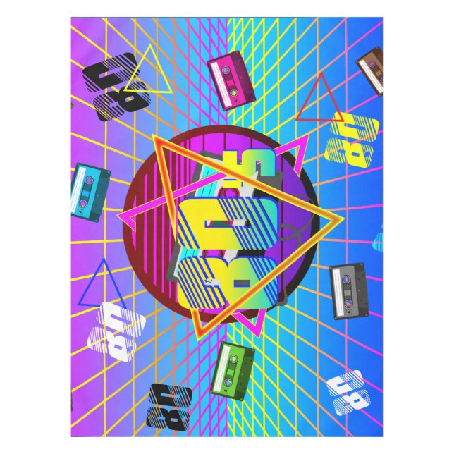 80's RETRO OLD SCHOOL CASSETTE TAPE   Tablecloth (Front)