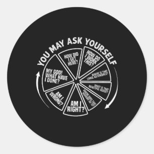80s Retro Pie Chart You May Ask Yourself How Did I Classic Round Sticker