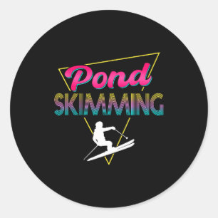 80s retro pond skimming apparel ski pond skimmer classic round sticker