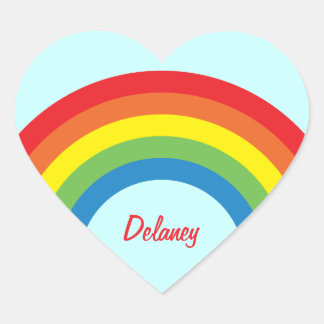 80's Retro Rainbow Heart Name Stickers