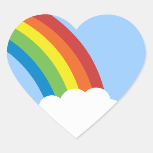 80's Retro Rainbow Heart-Shaped Stickers