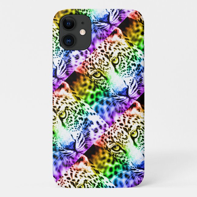 80s Retro Style Rainbow Leopard Case-Mate iPhone Case (Back)