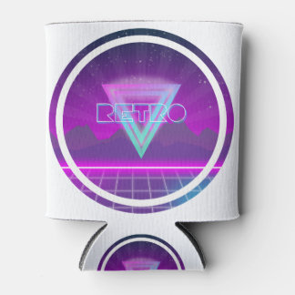 80s Retro Synthwave Grid Can Cooler