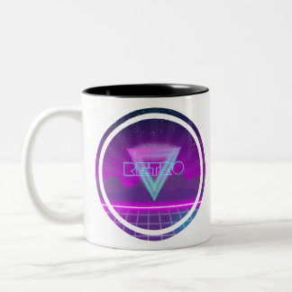 80s Retro Synthwave Grid Two-Tone Coffee Mug