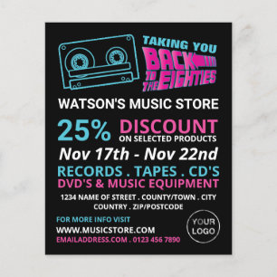 80's Retro Tape, Music Store Advertising Flyer