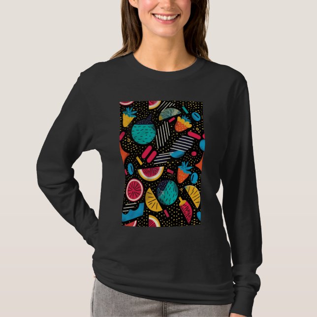 80s Retro Theme Pattern Art Retrowave T-Shirt (Front)