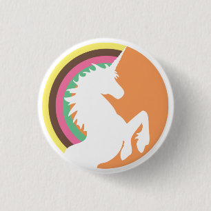 80's Retro Unicorn and Rainbow Button