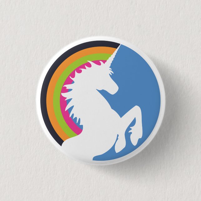 80's Retro Unicorn and Rainbow Button (Front)
