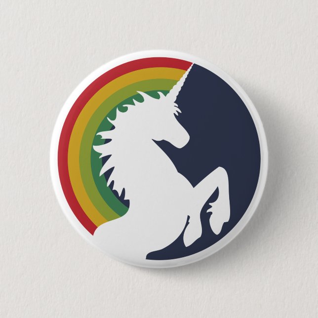 80's Retro Unicorn and Rainbow Button (Front)