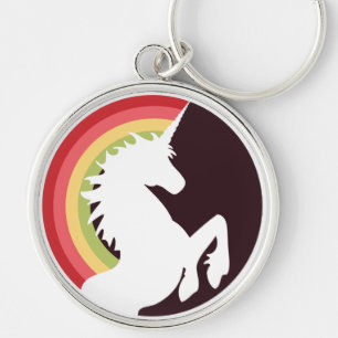 80's Retro Unicorn and Rainbow Keychain