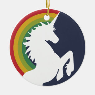80's Retro Unicorn and Rainbow Ornament