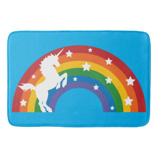 80's Retro Unicorn Rainbow Bath Mat