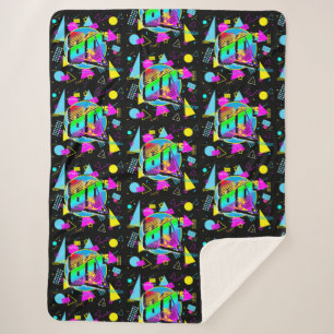 80'S RETRO VINTAGE OLD SCHOOL STYLE SHERPA BLANKET