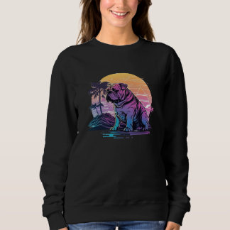 80s Retrowave Vibes with Bulldog s Aesthetic Sweatshirt