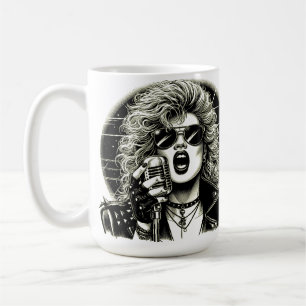 80s Rocker chick female singer ink illustration  Coffee Mug