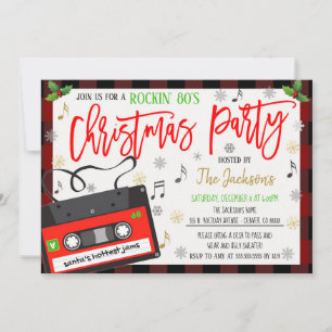 80's Rockin Holiday Party Invitation