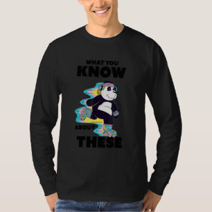 80s Roller Skates  Quote Panda Doing Skating T-Shirt