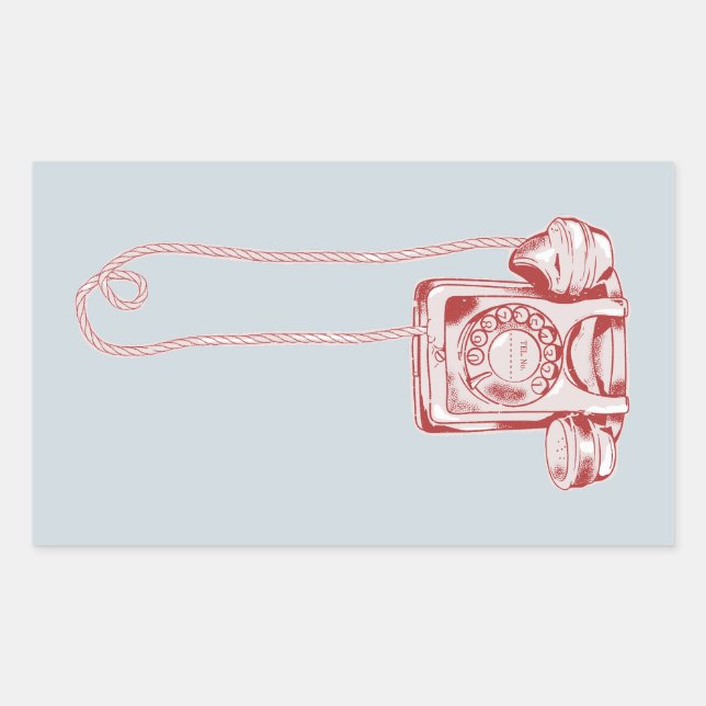 80s rotary dial telephone rectangular sticker (Front)