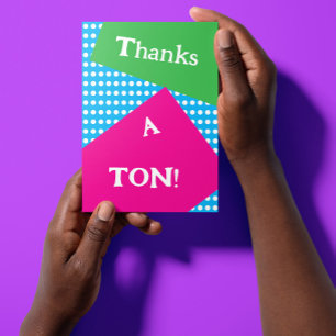80s style bold shapes and colours thank you card
