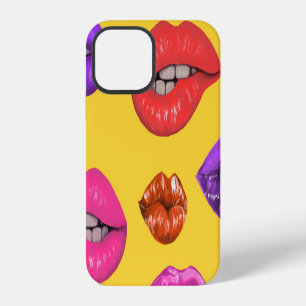 80's style: colourful lips pattern. iPhone 12 case