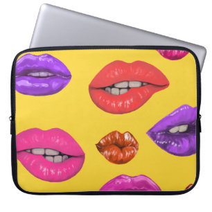 80's style: colourful lips pattern. laptop sleeve