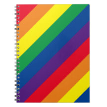 80's Style Rainbow Striped Spiral Notebook