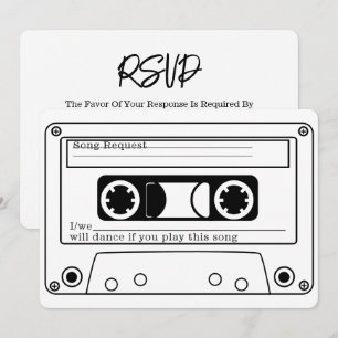 80s Style Retro Music Tape Wedding RSVP Invitation