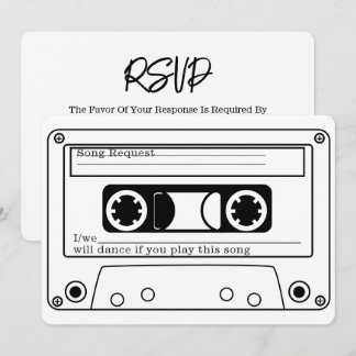 80s Style Retro Music Tape Wedding RSVP Invitation