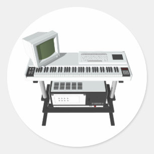 80's Style Sampler Keyboard: 3D Model: Classic Round Sticker