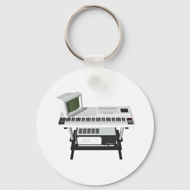 80's Style Sampler Keyboard: 3D Model: Key Ring (Front)