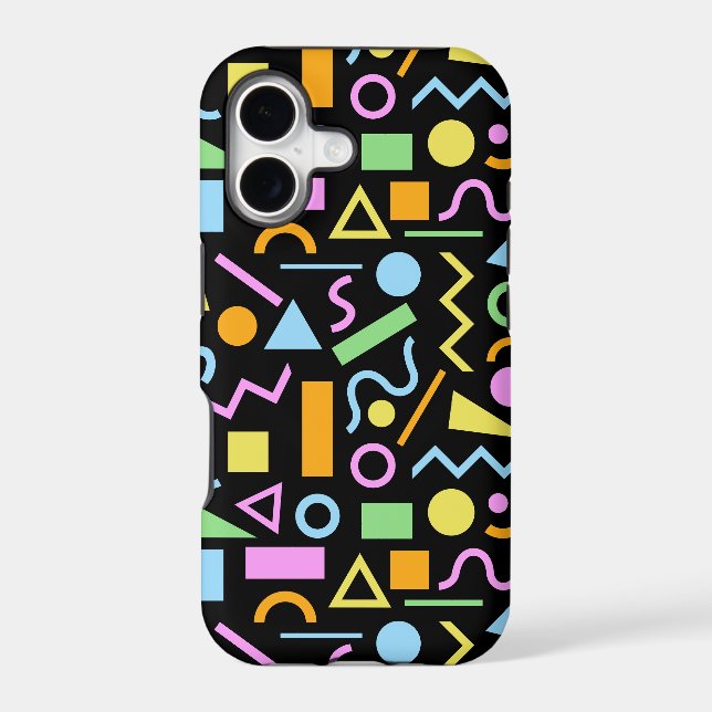 80s Style Shape Pattern Color on Black (Back)