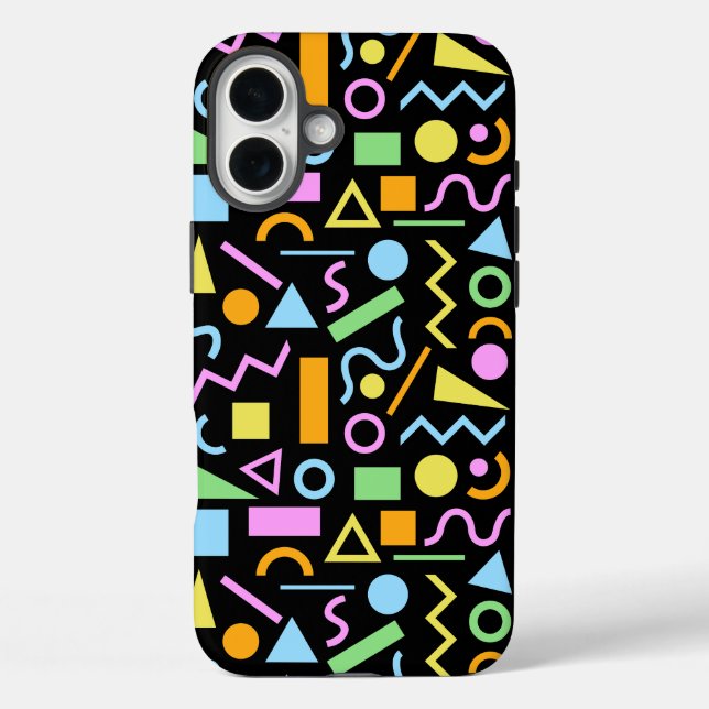 80s Style Shape Pattern Colour on Black Case-Mate iPhone Case (Back)