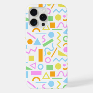 80s Style Shape Pattern Colour on White iPhone 15 Pro Max Case