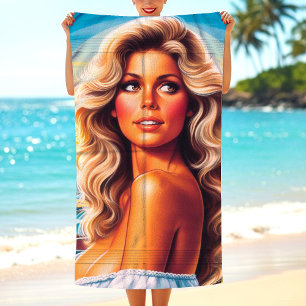 80s Summer Woman Beach Towel