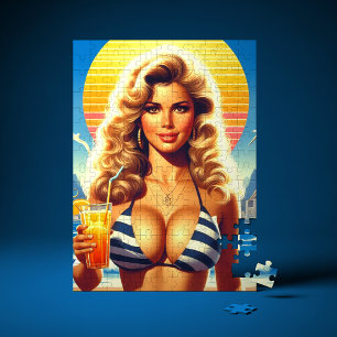 80s Summer Woman Jigsaw Puzzle