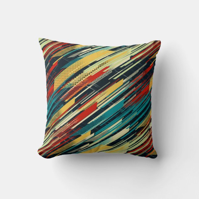 80s Sweater Modern Geometric Stripe Cushion (Front)