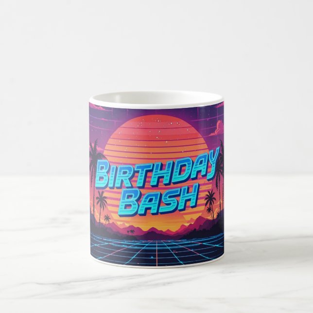 80s Synthwave Birthday Bash Coffee Mug (Center)