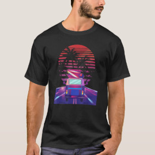 80s Synthwave Bus Surf Palm Vaporwave Aesthetic T-Shirt