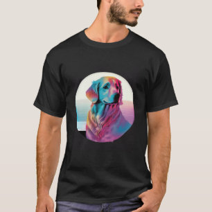 80s Synthwave Golden Retriever with a Retro Aesthe T-Shirt