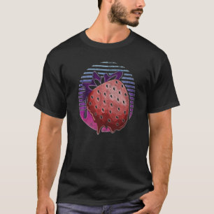 80s Synthwave Red Berry Fruit Retro Vaporwave Stra T-Shirt