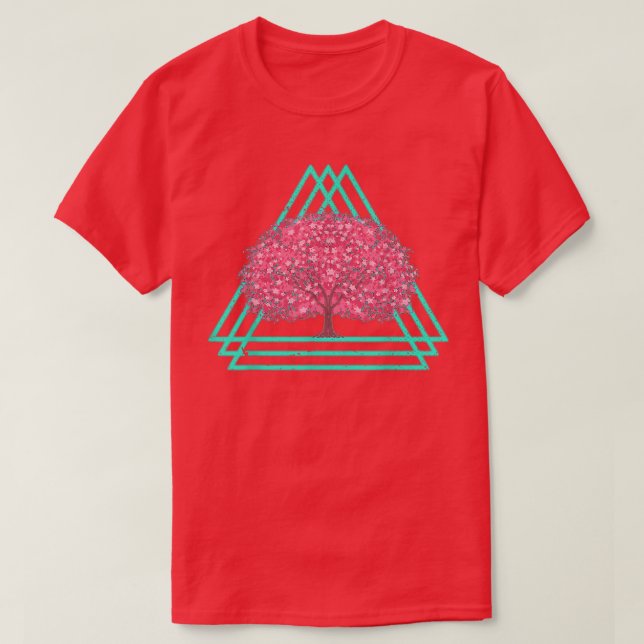 80s Synthwave Sakura Japan Flower Vaporwave Cherry T-Shirt (Design Front)