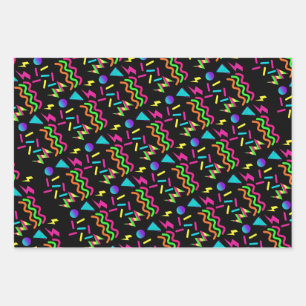 80's theme pattern wrapping paper