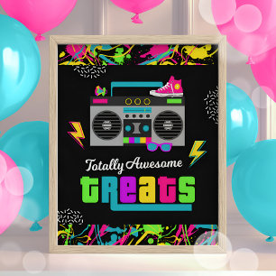 80s Totally Awesome Treats Party Sign Birthday