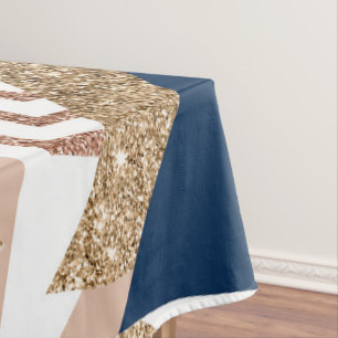 80s Trendy Abstract   Navy and Rose Gold Pattern Tablecloth