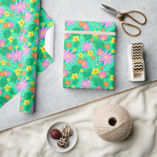 80's Tropical botanical Floral Wrapping Paper (Crafts)