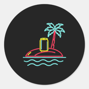 80s vintage beer retro sign style miami hawaii classic round sticker